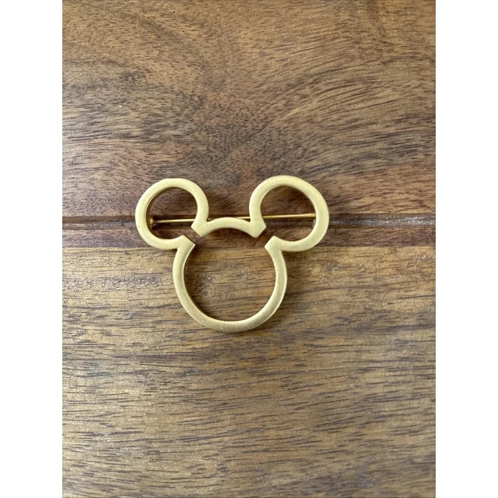 Mickey Mouse Head Disney Satin Gold Toned Pin 2.5 inch
